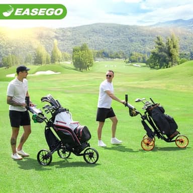 EASEGO Golf Push Cart 3 Wheel : Golf Bag Cart Foldable with Phone/Cup/Umbrella Holder Compact Golf Pull Carts Quick Fold Golf Caddy Push Carts with Large Wheelbase for Different Terrain (orange color) - Image 10