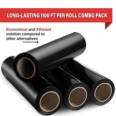 Black Industrial Strength Extra Thick 4 Pack 17.5" 1100 SqFt 80 Gauge (20 Micron) Shrink Wrap Roll for Moving, Furniture, Pallets, Packing - Image 4