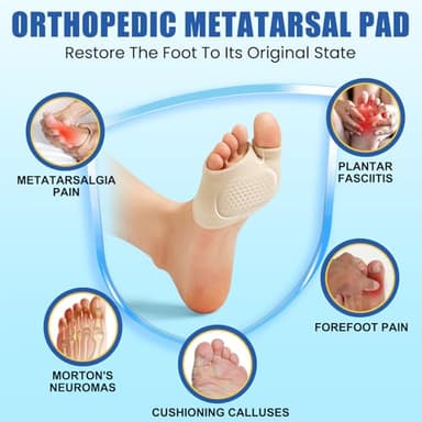 JWHOO Metatarsal Pads Ball Foot Cushion - 2 Pairs Metatarsal Pads Women & Men with Gel for Pain Relief, Morton's Neuroma & Metatarsalgia, Ball of Foot Cushion for Standing, Running, Walking - L - Image 3
