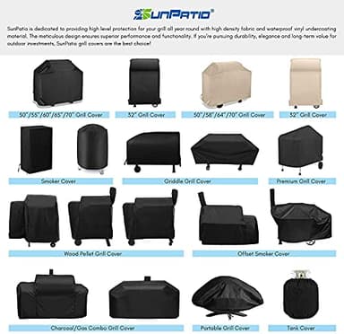 SunPatio Grill Cover 55 Inch, Outdoor Heavy Duty Waterproof Barbecue Gas Cover, UV & Fade Resistant, All Weather Protection Compatible for Weber Charbroil Nexgrill Kenmore Grills and More, Black - Image 8