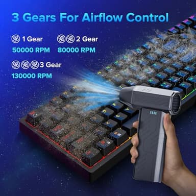 Compressed Air Duster, 8000mAh 130,000 RPM Keyboard Cleaner, Replace Compressed air can, Computer Accessories for Outdoors, PC, Electronics, Snow and Car Dust Off(Deep Black) - Image 7