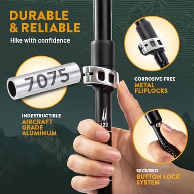Hiker Hunger Folding Walking Stick, Folding Trekking Poles, Hiking Sticks Foldable Hiking Poles for Men Walking Sticks for Seniors Trekking Poles for Hiking Collapsible Walking Sticks (Gray, Small) - Image 3