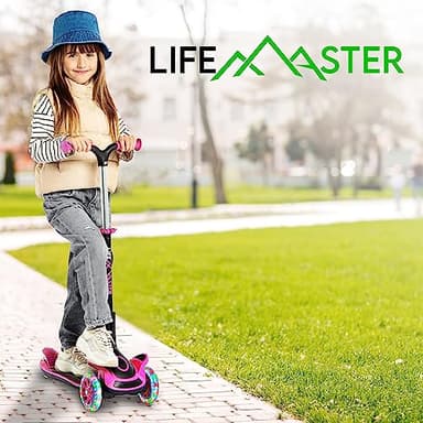3 Wheel Scooter for Kids with Foldable Seat, Adjustable Handlebar Height, Lean-to-Steer Ride On Toy for Kids Ages 2+, Light-Up LED Wheels, Wide Anti Slip Deck, Indoor & Outdoor Use, Pink - Image 8