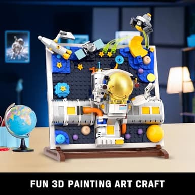 HOGOKIDS Space Building Toys for Kids - 540 PCS Astronaut Building Block Set with Stand, 3D Space Painting Frame for Children's Room Décor, Gift for Boys Girls Age 6 7 8 9 10 Years Old - Image 7
