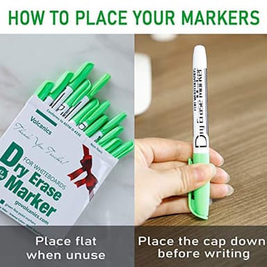 Volcanics Green Dry Erase Markers Low Odor Fine Whiteboard Markers Thin Box of 12 - Image 6