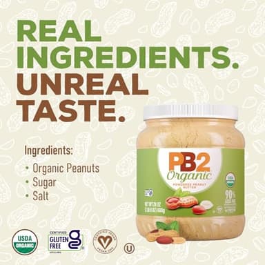 PB2 Organic Powdered Peanut Butter | USDA Organic Certified, Non-GMO Project Verified, Gluten-Free Peanut Butter Powder | Vegan, Keto Friendly | 24oz Resealable Jar - Image 5