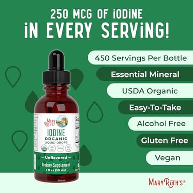 MaryRuth Organics Iodine Liquid Drops | Potassium Iodide | 1 Year Supply | 450 Servings | Thyroid Health | USDA Organic| Vegan | Non-GMO | Gluten Free | 1 Fl Oz - Image 7