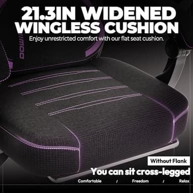 Dowinx Fabric Gaming Chair with Footrest, Big and Tall Ergonomic Gamer Chair with Lumbar Support, Wide Back Computer Chair for Heavy People, Purple - Image 6