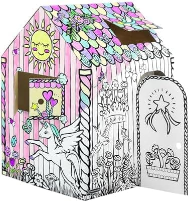 Bankers Box at Play Color in Unicorn Playhouse, Cardboard Playhouse and Life Size Craft Activity for Kids and Families - Image 3