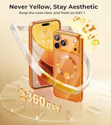 CHICLADY for iPhone 17 Pro Max Case with 1X Screen Protector, [Compatible with MagSafe] [Integrated Camera Protection], Non Yellowing Slim Cute Women Girly Cover for iPhone 17 Pro Max, Cosmic Orange - Image 7