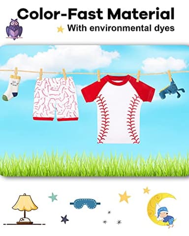 DAUGHTER QUEEN Boys Pajamas Size 7 Short Pjs for Boys 7t 100% Cotton Summer Pj Sets Baseball Kids Sleepwear Child Sports Jammies Clothes Medium, 6-7 Years Old - Image 7