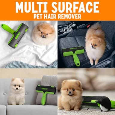 Triton Pet Hair Removal Tool w/Fur Trapping Compartment, 60% Smaller Storage Size, Reusable Shedding Roller, Cat and Dog Hair Remover for Car, Furniture, Carpet, Couch (Green) - Image 7