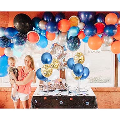 TONIFUL 4 Table Centerpiece Balloon Stand Kit Include Blue White Gold Confetti Balloons Prefect for New Year 2025, Birthday Table Decorations,Class of 2025 Graduation,Baby Shower,Party Decorations - Image 5
