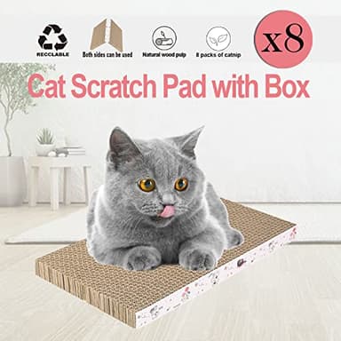 8 Packs in 1 Cat Scratch Pad, Cat Scratcher Cardboard,Reversible,Durable Recyclable Cardboard, Premium Scratch, Suitable for Cats to Rest, Grind Claws and Play - Image 7
