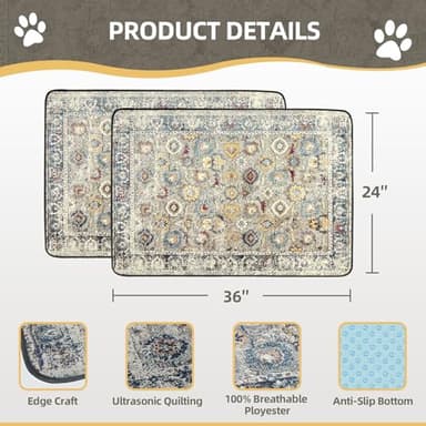 SCLOSE Washable Pee Pads for Dogs 2 Pack, 36" x 24" Reusable Puppy Pads Waterproof, Super Absorbent Dog Rugs, Leakproof, Dog Crate Pad, Playpen Mat, Whelping Pads, Vintage - Image 7