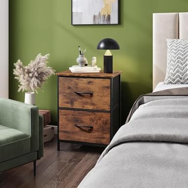 WLIVE Night Stand, Small 2 Drawer Dresser, Nightstand with Fabric Bins for Bedroom, Closet, Dorm, Rustic Brown Wood Grain Print, 11.8" D x 15.7" W x 20.9" H - Image 8
