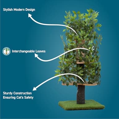 On2 Pets Cat Tree with Leaves Made in USA, Cat House & Cat Activity Tree, Multi-Level Cat Condo for Indoor Cats - Image 4