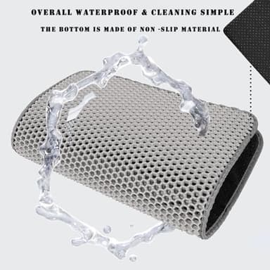 HCY&WLD Cat Litter Mat, 45x26/35x24/30x22/24x18 Inch Double Layer Cat Litter Box Mat, EVA Non-Slip, Waterproof Urine Proof Cat Litter Catcher Mat, Easy Clean Scatter Control (35x24 Inch, Khaki) - Image 6