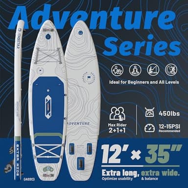 iTAOSTAR A02CP 35" Extra Wide Paddle Board, Stand Up Paddle Board with Seat, Stable Wide Inflatable Paddle Boards for Adults/Family/Youth of All Skill Levels - Image 2