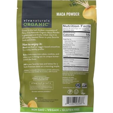 Viva Naturals Organic Maca Powder - Gelatinized Maca Powder Organic, Vegan and Kosher Peruvian Superfood - Certified USDA Organic, Gluten-Free & Non-GMO, 8 oz Resealable Bag - Image 2