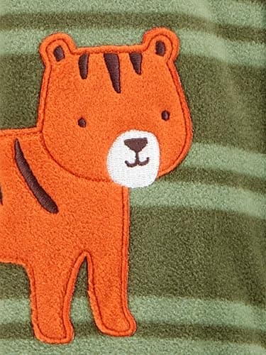 Simple Joys by Carter's Baby Boys' 2-Pack Fleece Footed Sleep and Play, Grey Forest Animals/Olive Tiger, 6-9 Months - Image 3