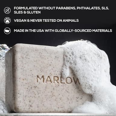 MARLOWE. No. 102 Men's Body Scrub Soap 7oz (Variety Trio) Best Exfoliating Body Soap Bars for Men, Made with Natural Ingredients, Green Tea Extract, Features 3 Amazing Scents - Image 2