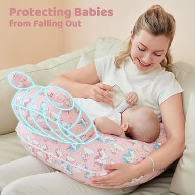 lasoftan Nursing Pillow for Breastfeeding, Breast Feeding Pillow for Mom Support, Adjustable Waist Strap and Removable Cotton Cover, Unicorn - Image 2