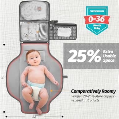Portable Diaper Changing Pad - Changing Pad Portable with Wipes Pocket, Waterproof Diaper Changing Mat, Portable Changing Pad for Baby, Newborn Gift (Grey Arrows) - Image 4