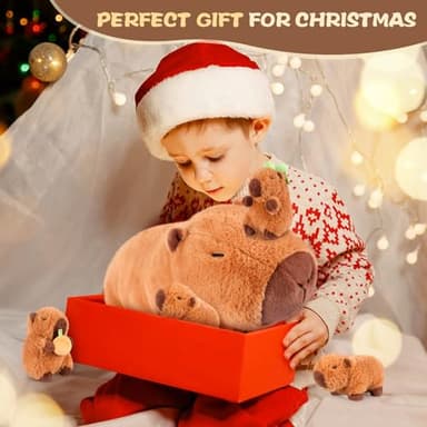 SuzziPals 5-in-1 Capybara Stuffed Animals with Babies Inside, 5Pcs Set Capybara Plush with Mommy & 4 Babies, Soft Pillow Plushies Decor, Cute 3 to 8 Year Old Girl Gift, Imaginative Play Toy (Capibara) - Image 6