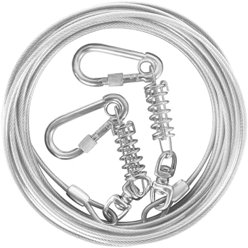 HaiYUAN Dog Tie Out Cable 10/15/20/25/30FT Dog Run Cable Rosy Pink/Blue/Purple/Silver/Red/Green/YellowTie Out Cable for Large Dogs Heavy Duty for Outside Hold Large Dogs Up to 250LBS - Image 1