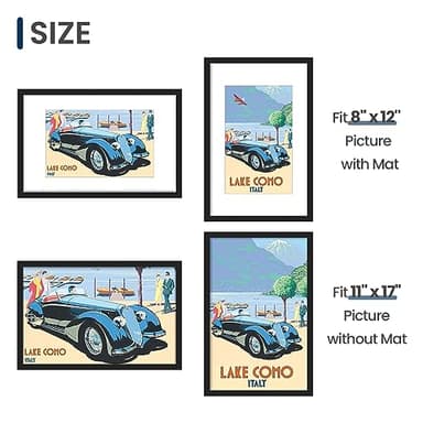 ENJOYBASICS 11x17 Picture Frame, Display Poster 8x12 with Mat or 11 x 17 Without, Wall Gallery Photo Frames, Black, 2 Pack - Image 5