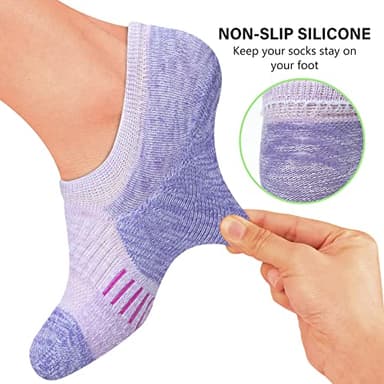 Amutost No Show Socks Womens Athletic Cushion Ankle Footies Low Cut 5-6 Pairs - Image 3