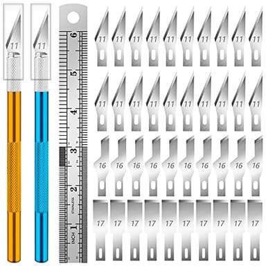 DIYSELF Exacto Knife, 2 Exacto Knives with 40 Spare Exacto Blades, Craft Knife, Hobby Knife, Precision Exacto Knife Set for Crafts, Arts, Modeling, Scrapbooking (#11#16#17) - Image 1