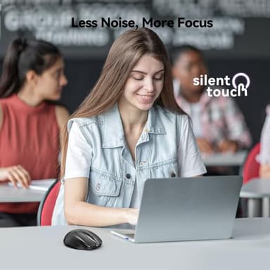 TECKNET Wireless Silent Mouse, Quiet Click, 2.4G Optical Cordless Mouse, 6 Adjustable 4000 DPI, Computer Mice for Laptop, Chromebook - Black - Image 2