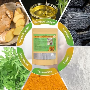 TEWEAE 122 Pads Ginger Foot Pads -with Pure Natural Turmeric & Ginger, Wormwood, Bamboo Vinegar, Bigger Adhesive Pad Ginger Foot Pads - Image 2