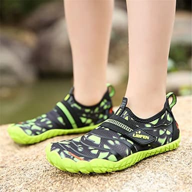UBFEN Water Shoes for Kids Boys Girls Aqua Socks Barefoot Beach Sports Swim Pool Quick Dry Lightweight Toddler Little Big Kid A Green 5 Big Kid - Image 5