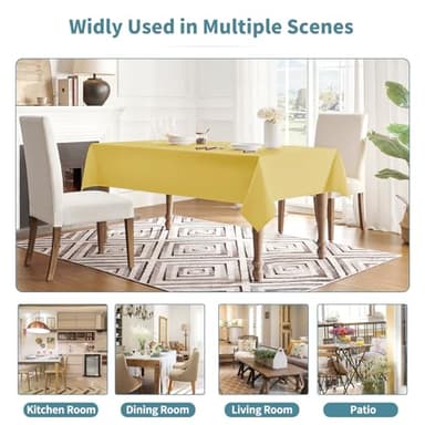 Veblandy Table Cloth Rectangle Waterproof Spill-Proof Wrinkle-Free Tablecloth Washable, Kitchen Dining Tabletop Decoration, Fabric Table Cover for Indoor and Outdoor Use, 60 x 120 Inch, Yellow - Image 7