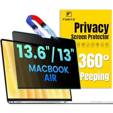 F FORITO Magnetic Privacy Screen Protector Compatible with MacBook Air 13.6 inch (2022-2025, M2, M3, M4), 360° Anti Peeping Removable Anti Blue Light Anti Glare Laptop Privacy Screen Shield - Image 1