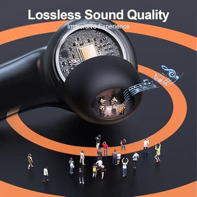 ZIUTY Wireless Earbuds, 2025 Bluetooth Headphones, 50hrs Stereo Deep Bass Ear Buds with Power Display Charging Case, buit in Mic, IPX5 Waterproof Headset for for iPhone Andriod Phones - Space Grey - Image 3