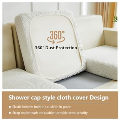 Yoovat Couch Cushion Covers for Sofa Couch Covers Wear-Resistant Universal Sofa Cover Stretch for Sectional Slipcovers (Texture-Cream White,Back Cover L) - Image 4
