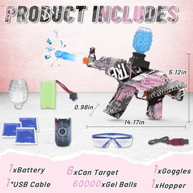 Electric Gel Ball Blaster, AKM High Speed Automatic Splatter Ball Blaster, Rechargeable Pistol Splatter Blaster with Digital Screen, Splatter Ball Toy for Outdoor Shooting Game, Ages 14+. - Image 6