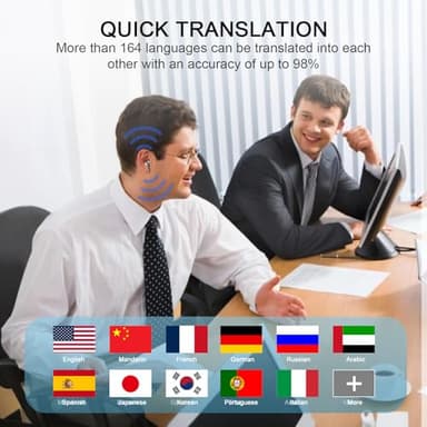 Language Translator Earbuds Real Time, AI Translation Earbuds Real Time with 164 Languages & 5 Modes, 3-in-1 Bluetooth 5.4 Translator Device, 42H Translatior Headphones Business, Learning Black - Image 2