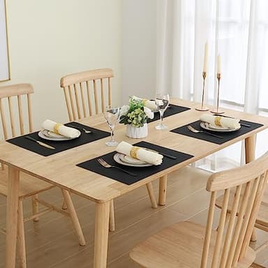 Homaxy Faux Leather Heat Resistant Placemats for Dining Table Set of 12, Waterproof Wipeable Washable PU Table Mats, Easy to Clean Anti-Slip Place Mats, 11.8" x 17", Black - Image 7