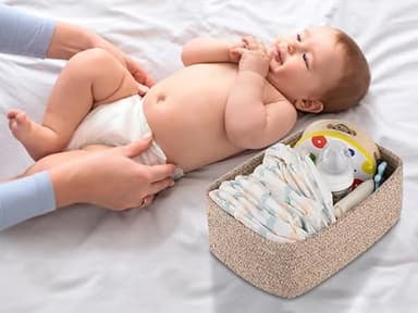 OIASKET 4 Pack Small Storage Shelf Baskets for Organizing, Mini Woven Rope Storage Bins for Towels, Cute Decorative Closet Organizer，Baby Nursery, Gift Empty Baskets -11.81''Lx7.87''Wx4.72''H'-Brown - Image 4