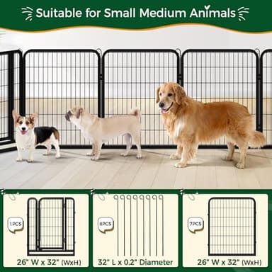 Yaheetech Dog Playpen Outdoor, 32 inch 8 Panels Dog Pen Indoor Heavy Duty Puppy Exercise Pen Metal Pet Fence for RV Camping/Yard/Garden - Image 5