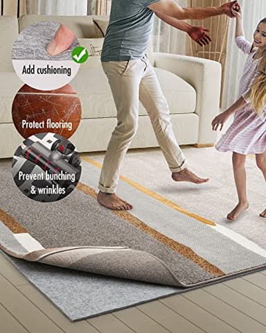 Double-Sided Non Slip Rug Pad Gripper - Upgraded 8x10 Feet 1/4” Thick Dual Surface Felt Under Rug for Area Rugs and Hardwood Floors,Super Cushioned Non Skid Carpet Padding - Image 2