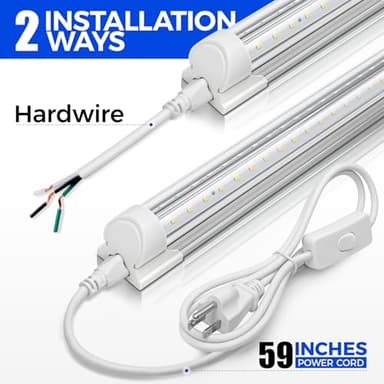 Barrina 8FT LED Shop Lights, 72W 10000LM 6500K, Clear Cover Linkable Tube Light, T8 V Shape Ceiling Lights for Garage, Warehouse, Workshop, 10 Pack - Image 6