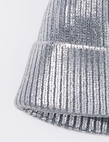 The Drop Women's Holly Faux Fur Pom Pom Beanie, Silver, One Size - Image 3