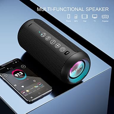 Ortizan Portable Bluetooth Speaker: IPX7 Waterproof, 24W Loud Sound, Deep Bass, Bluetooth 5.3, LED Lights, Wireless Stereo Pairing, 30H Playtime, for Home/Outdoor/Party/Beach, Birthday Gift (Black) - Image 4
