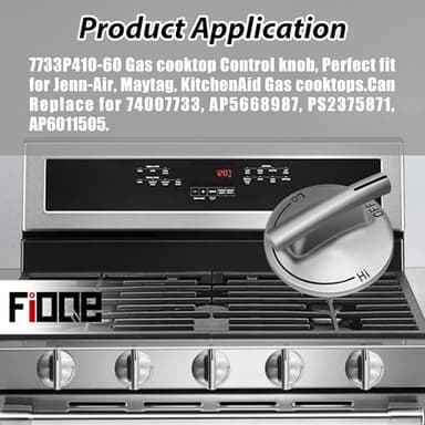 Fioqe 5Pcs 7733P410-60 Gas cooktop Control knob,Durable, Perfect fit for Jenn-Air, Maytag, KitchenAid Gas cooktops, can Replace for 74007733, AP5668987, PS2375871, AP6011505 - Image 2